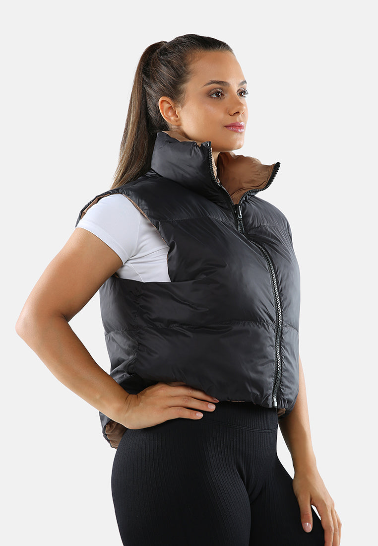 Two Way Cropped Sleeveless Puffer Jacket from London Rag International