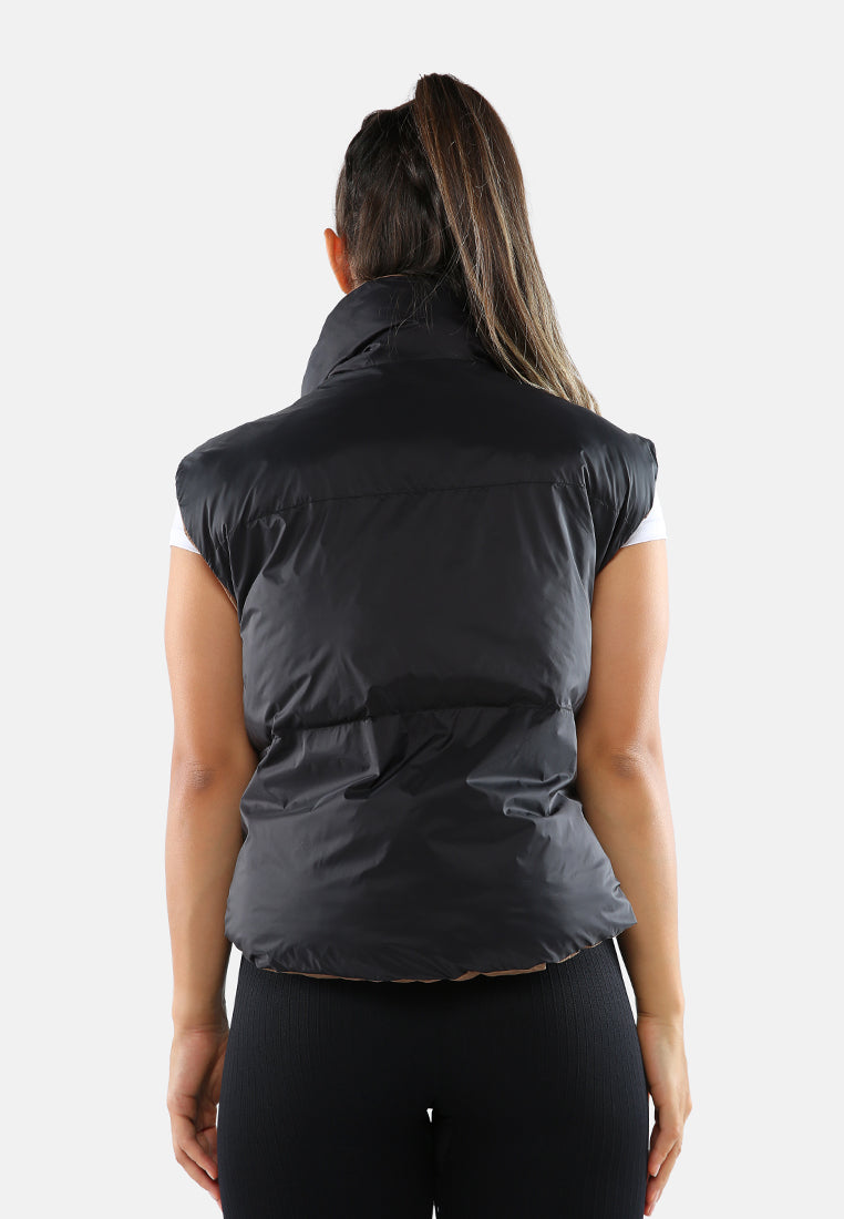 Two Way Cropped Sleeveless Puffer Jacket from London Rag International