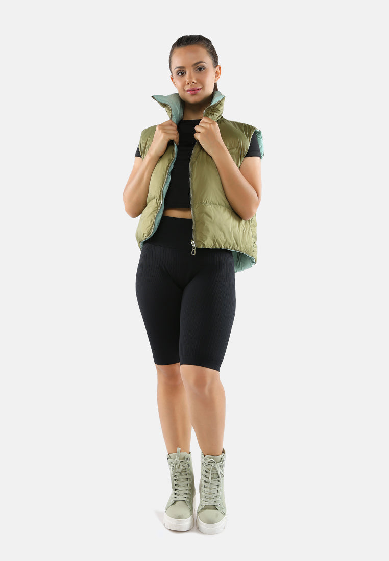 Two Way Cropped Sleeveless Puffer Jacket from London Rag International
