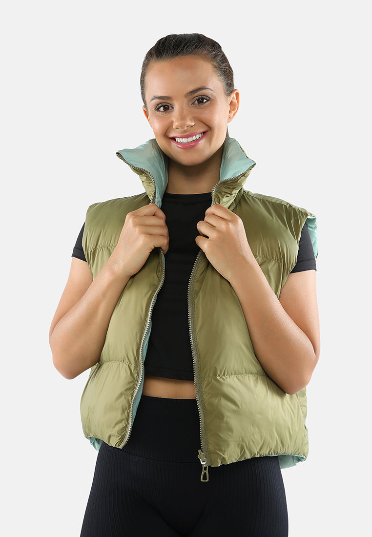 Two Way Cropped Sleeveless Puffer Jacket from London Rag International
