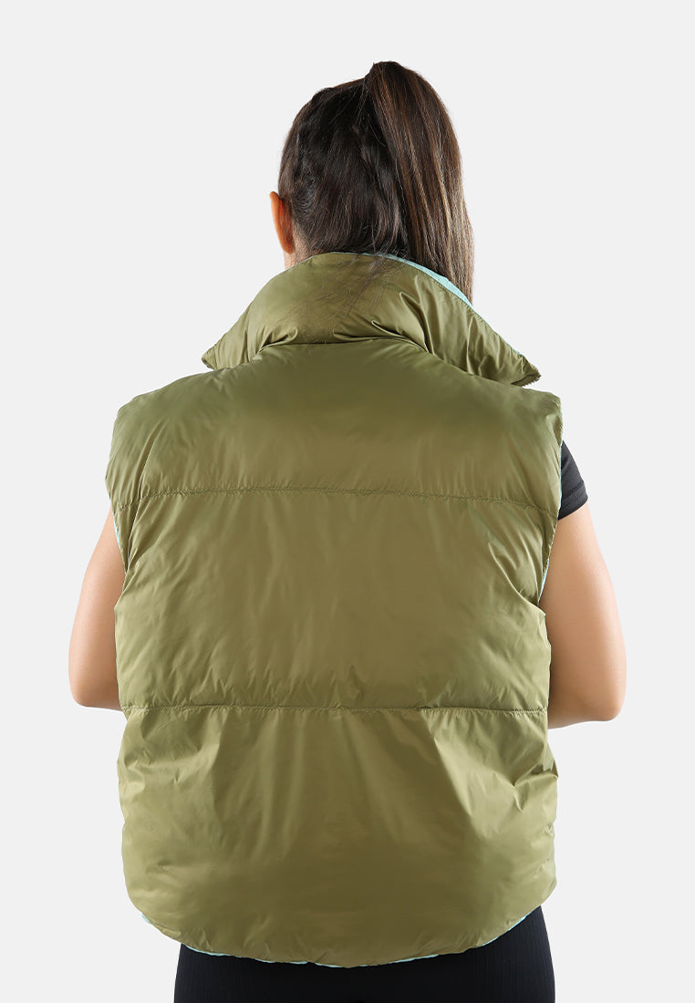 Two Way Cropped Sleeveless Puffer Jacket from London Rag International