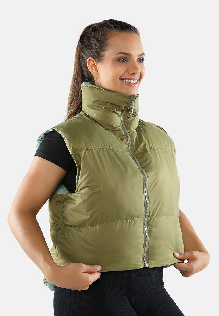 Two Way Cropped Sleeveless Puffer Jacket from London Rag International