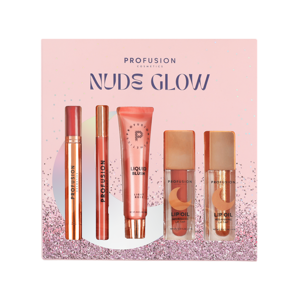 Nude Glow 5 PC Lip & Blush Set from Profusion Cosmetics