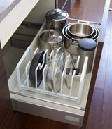 Adjustable Pot Lid and Frying Pan Organizer - Steel from Yamazaki Home