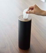 Round Tissue Case - Steel + Wood from Yamazaki Home