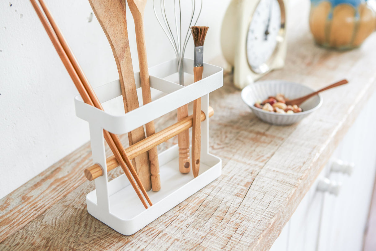 Utensil Holder - Steel + Wood from Yamazaki Home