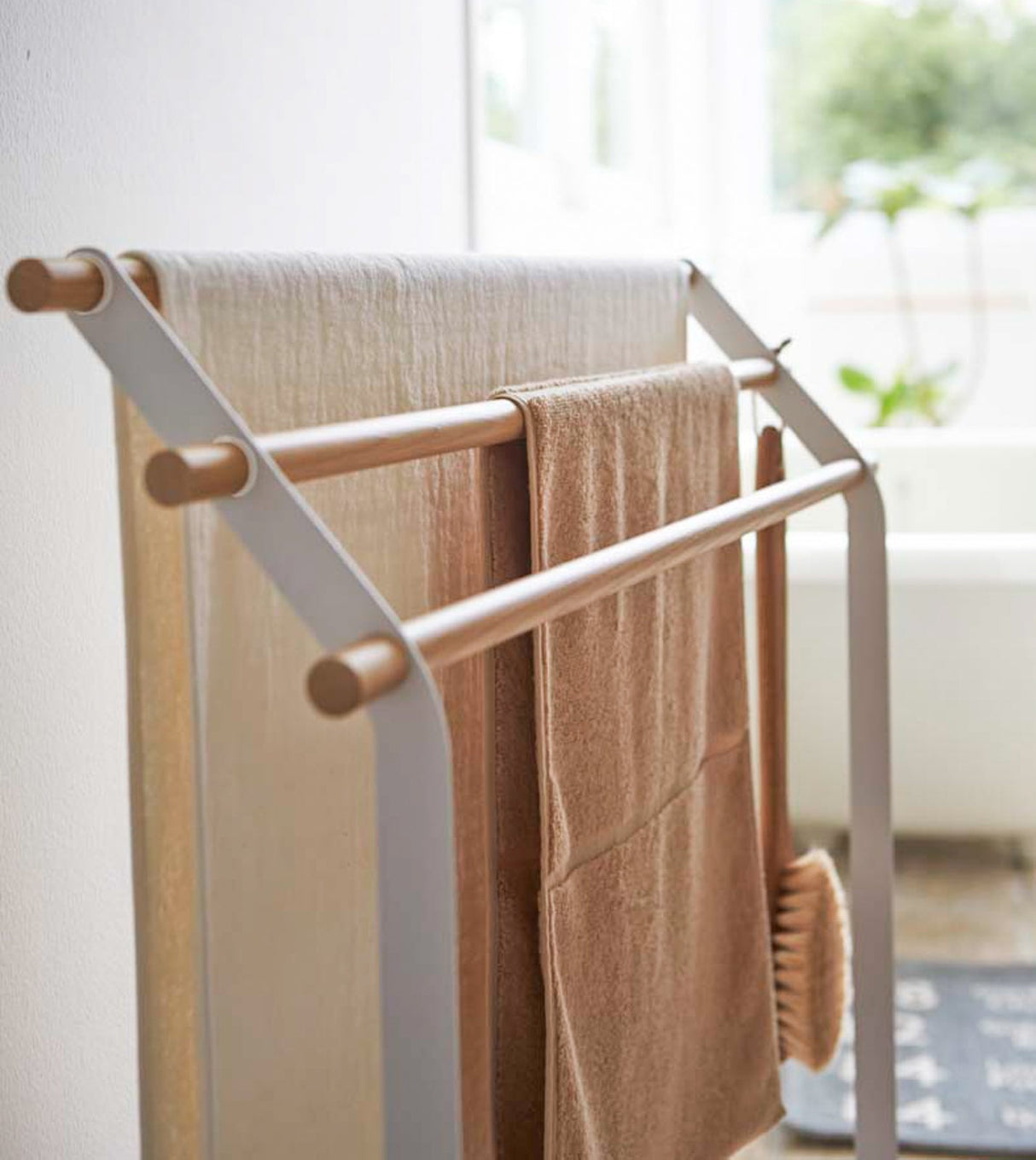 Bath Towel Rack (32" H)  - Steel + Wood from Yamazaki Home