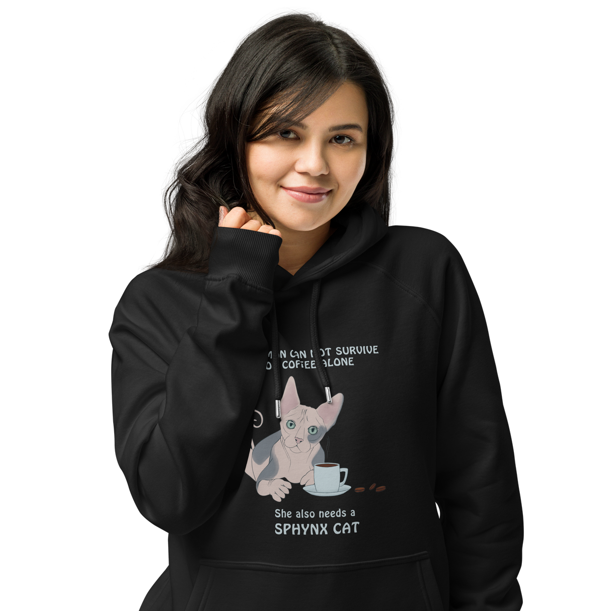 "WOMAN CAN'T SURVIVE ON COFFEE ALONE" ECO HOODIE from ReNewedPet