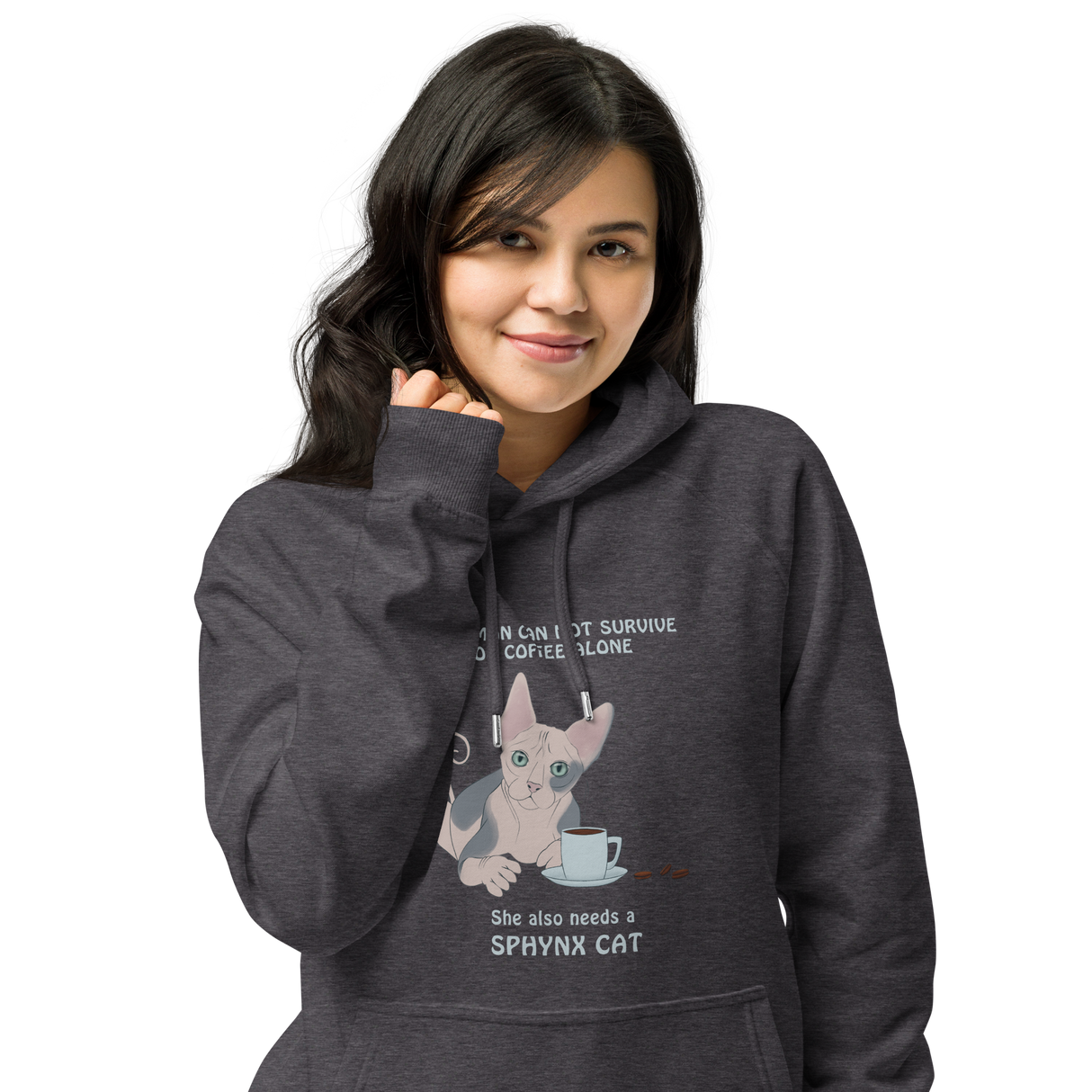 "WOMAN CAN'T SURVIVE ON COFFEE ALONE" ECO HOODIE from ReNewedPet