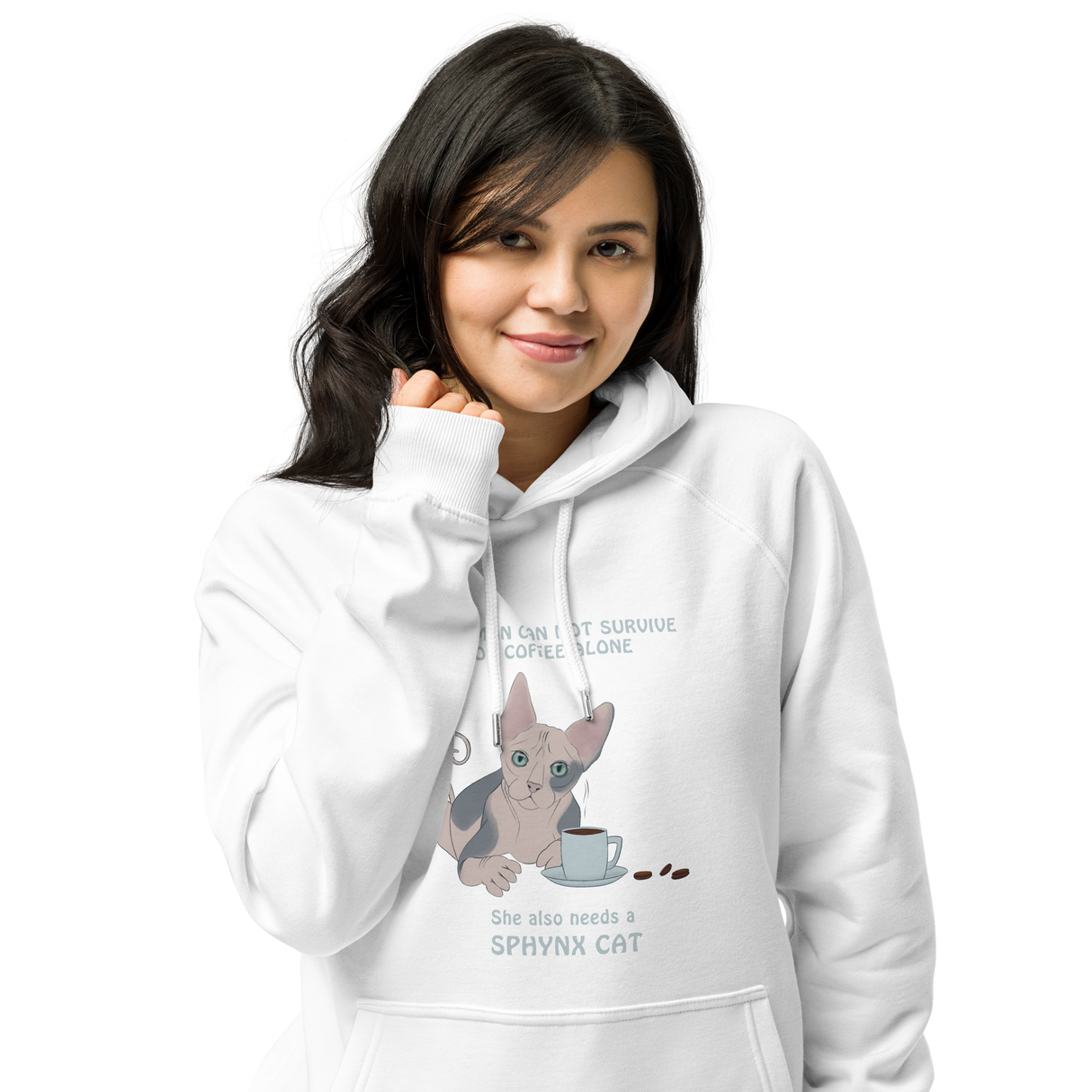 "WOMAN CAN'T SURVIVE ON COFFEE ALONE" ECO HOODIE from ReNewedPet