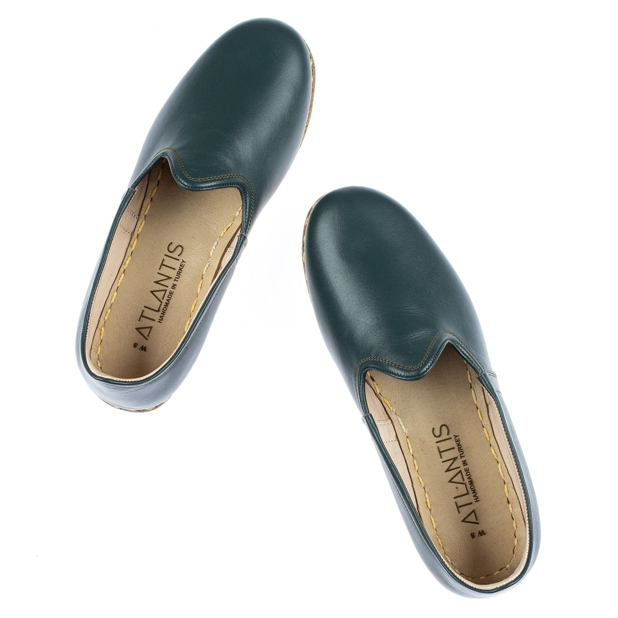 Women's Bottle Green Slip On Shoes from Atlantis Handmade Shoes