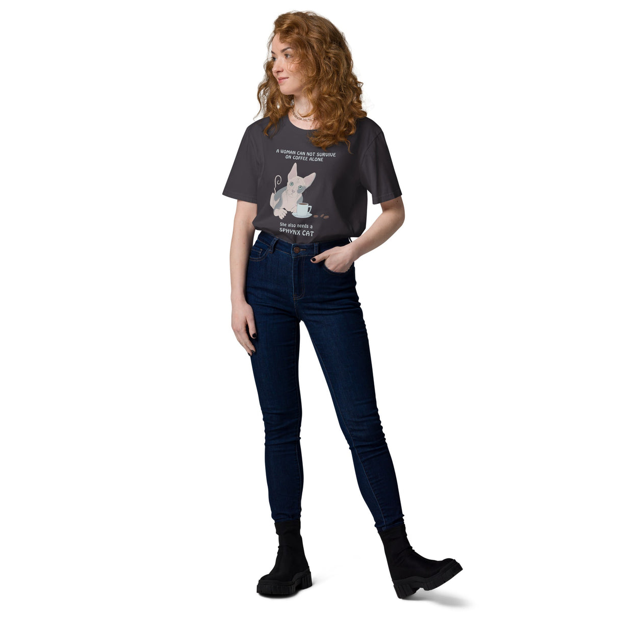 "WOMAN CAN'T SURVIVE ON COFFEE ALONE" WOMAN'S ECO TEE from ReNewedPet