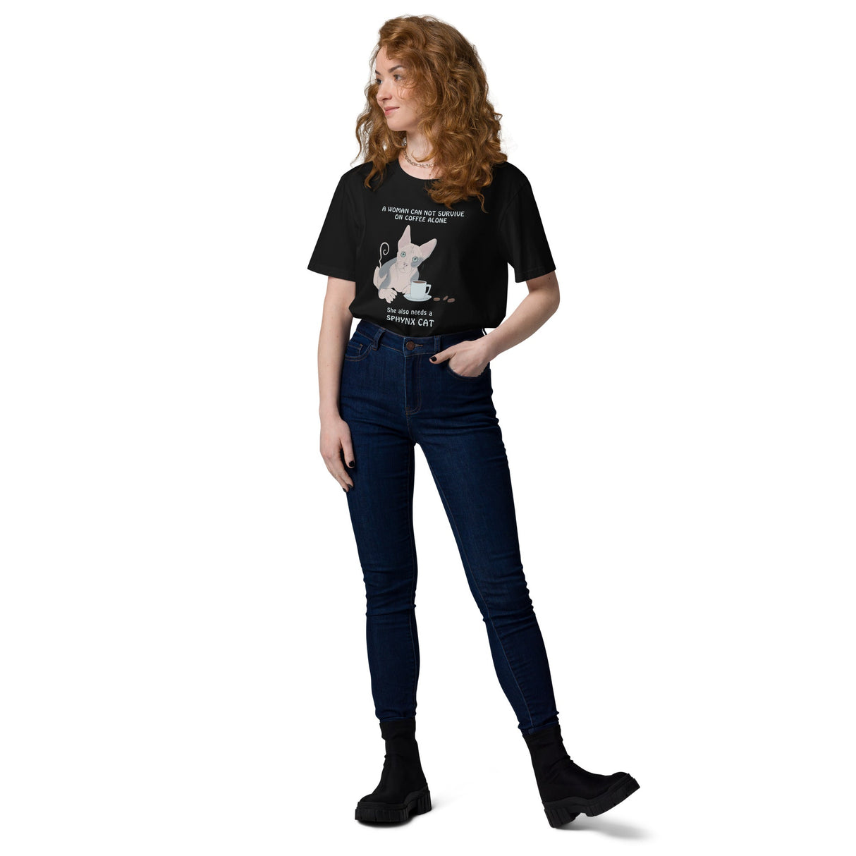 "WOMAN CAN'T SURVIVE ON COFFEE ALONE" WOMAN'S ECO TEE from ReNewedPet