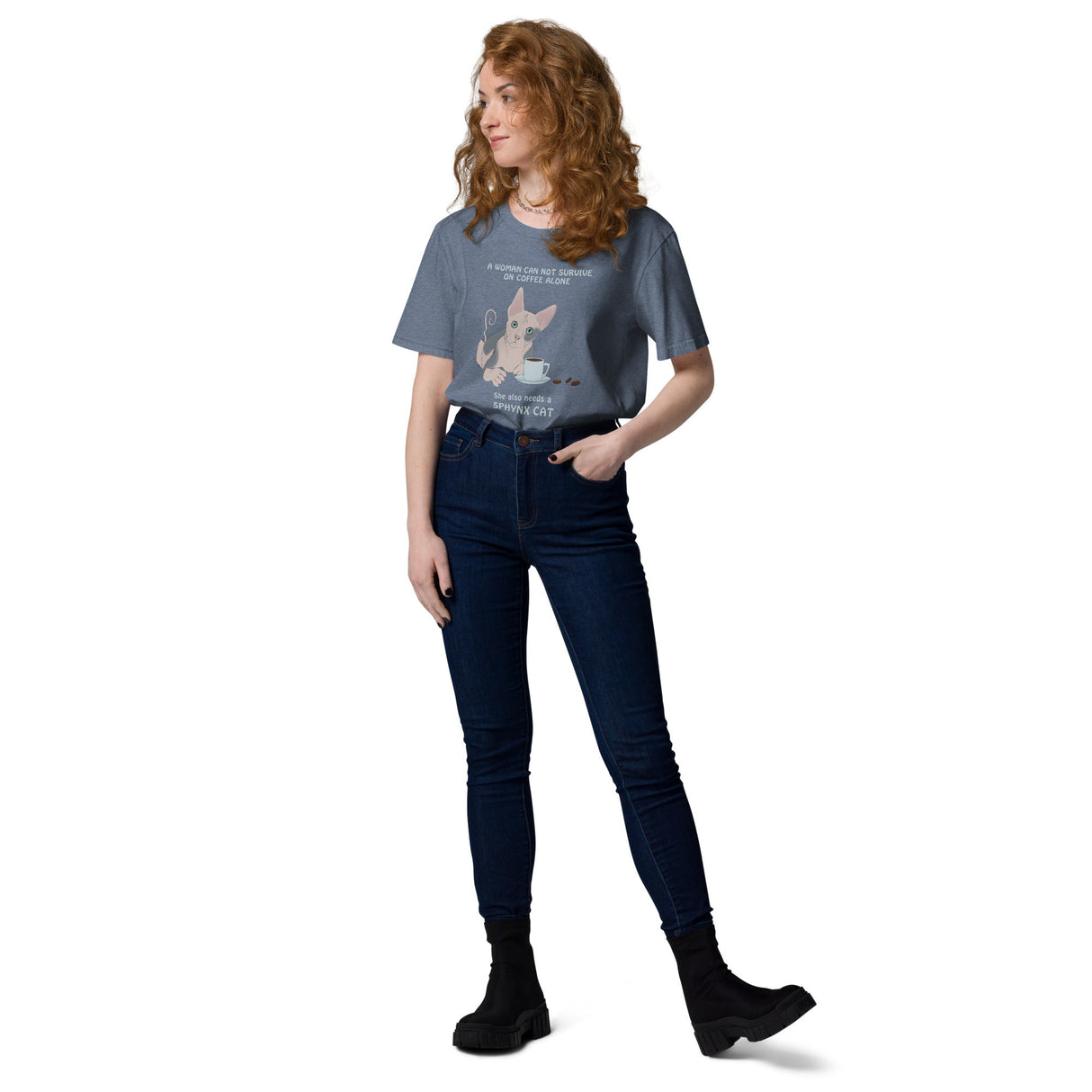 "WOMAN CAN'T SURVIVE ON COFFEE ALONE" WOMAN'S ECO TEE from ReNewedPet