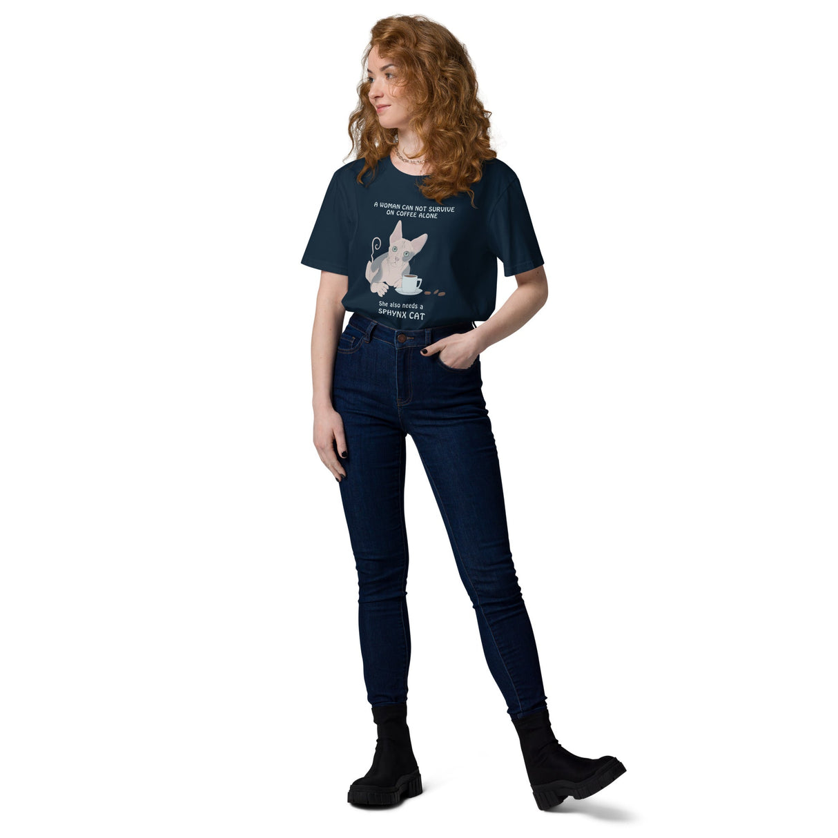 "WOMAN CAN'T SURVIVE ON COFFEE ALONE" WOMAN'S ECO TEE from ReNewedPet