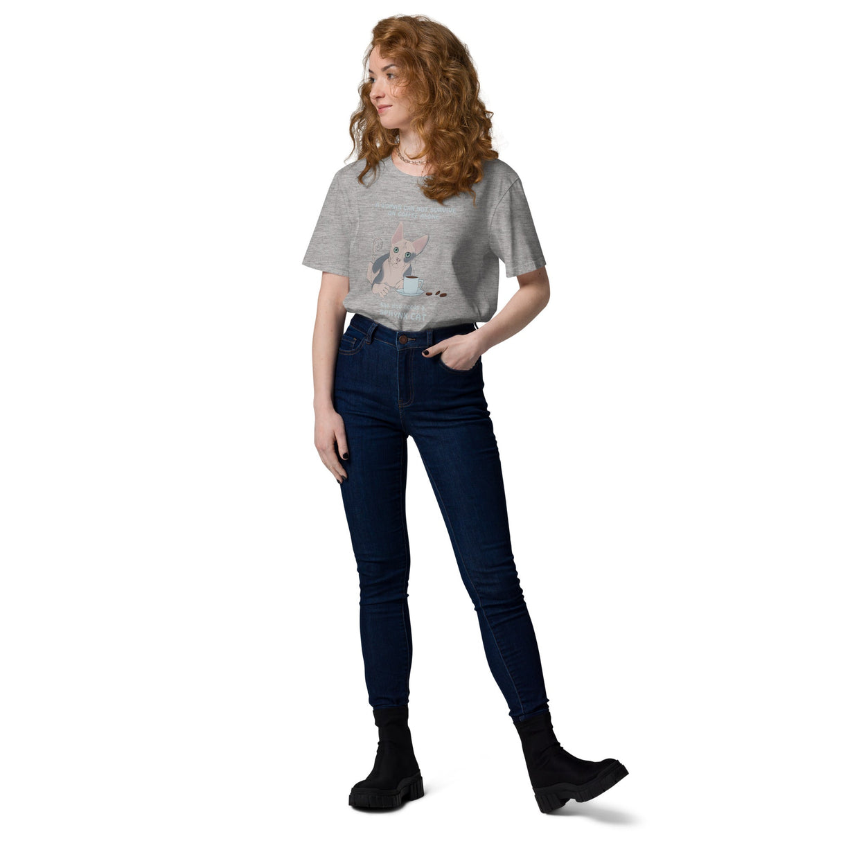 "WOMAN CAN'T SURVIVE ON COFFEE ALONE" WOMAN'S ECO TEE from ReNewedPet