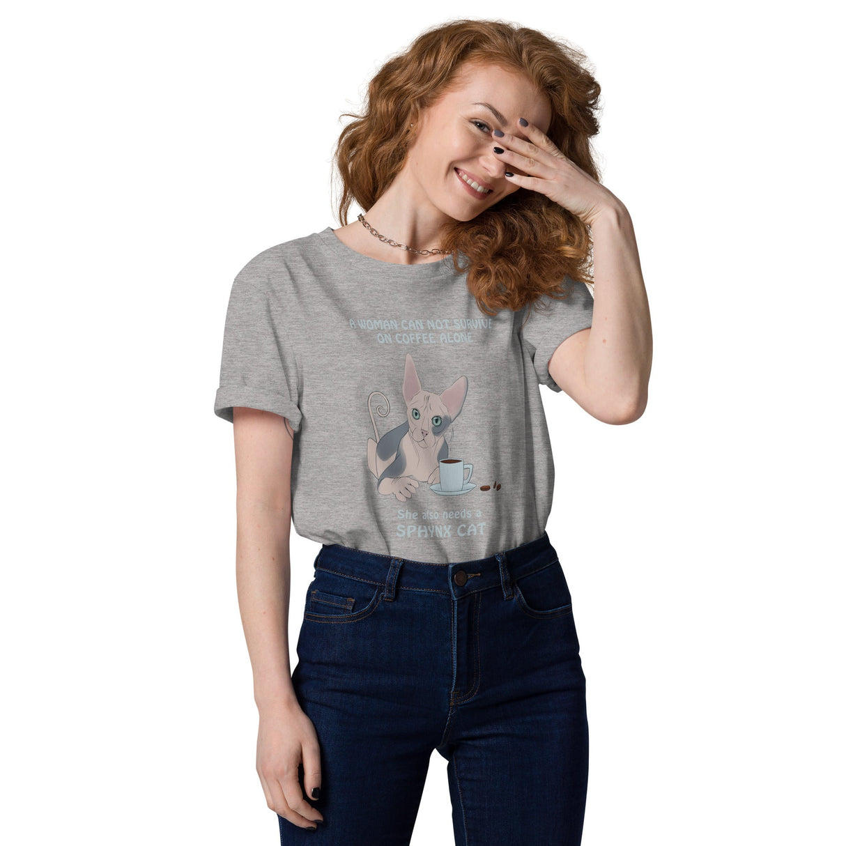 "WOMAN CAN'T SURVIVE ON COFFEE ALONE" WOMAN'S ECO TEE from ReNewedPet