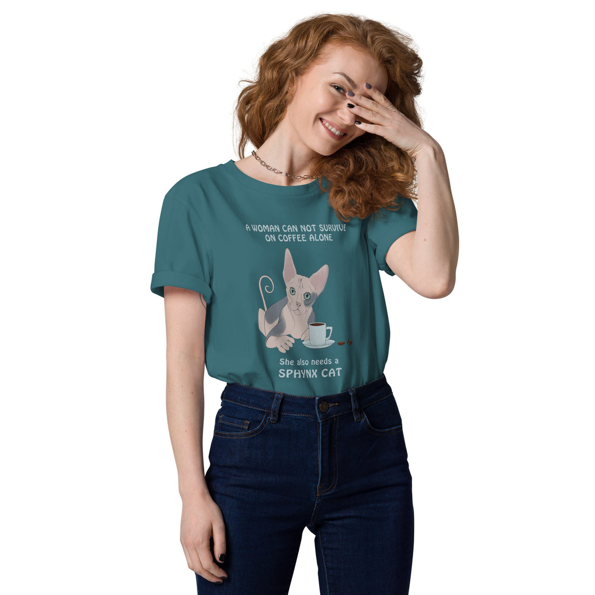 "WOMAN CAN'T SURVIVE ON COFFEE ALONE" WOMAN'S ECO TEE from ReNewedPet