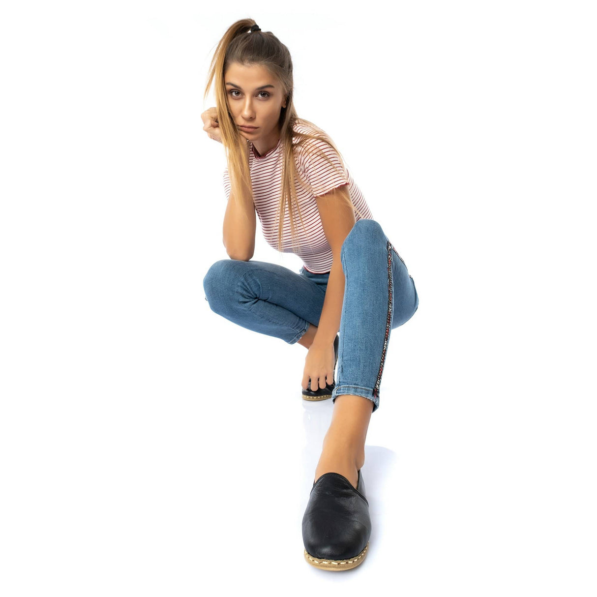 Women's Wrinkled Black Slip On Shoes from Atlantis Handmade Shoes