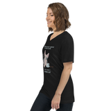 "WOMAN CAN'T SURVIVE ON COFFEE ALONE" WOMAN'S V-NECK TEE from ReNewedPet