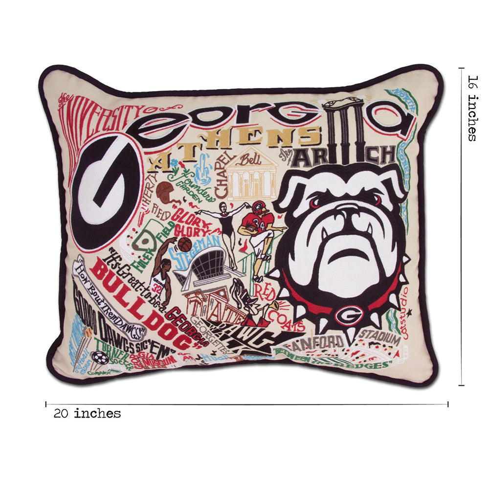 University of Georgia Collegiate Hand-Embroidered Pillow from Quirks!