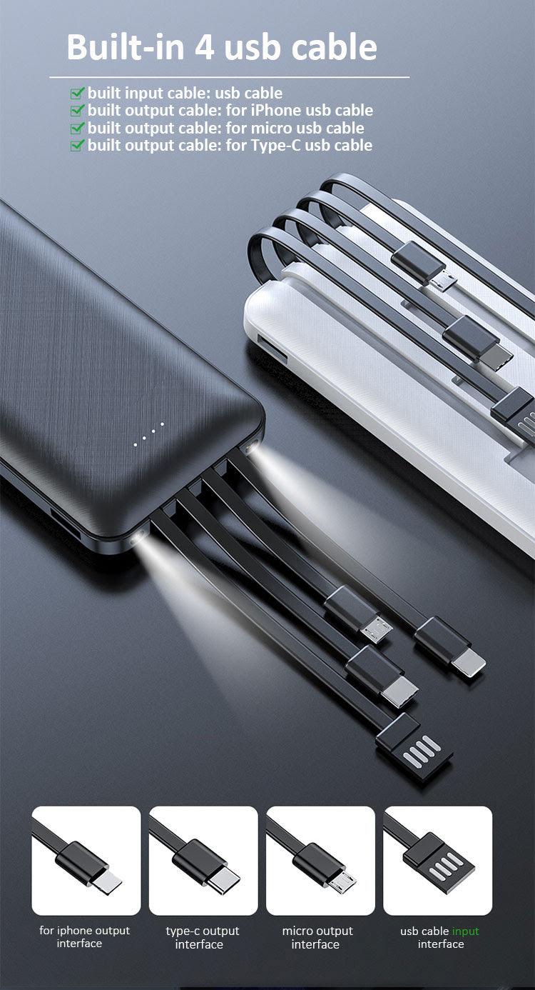 Portable Charger 10K mAh 3in1 Cables - Pack of 6 from Mila Lifestyle Accessories