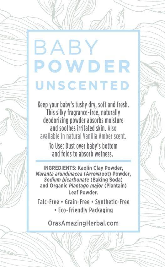 Talc Free Baby Powder, Unscented, Corn Free from Ora's Amazing Herbal