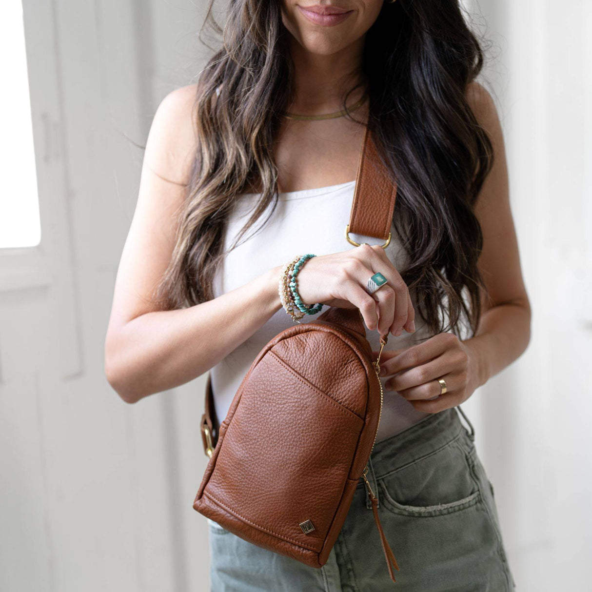 Sling Bag All for American from Lifetime Leather Co.