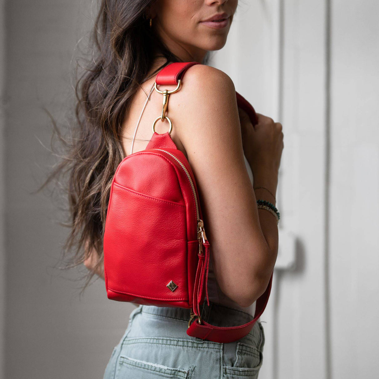 Sling Bag All for American from Lifetime Leather Co.