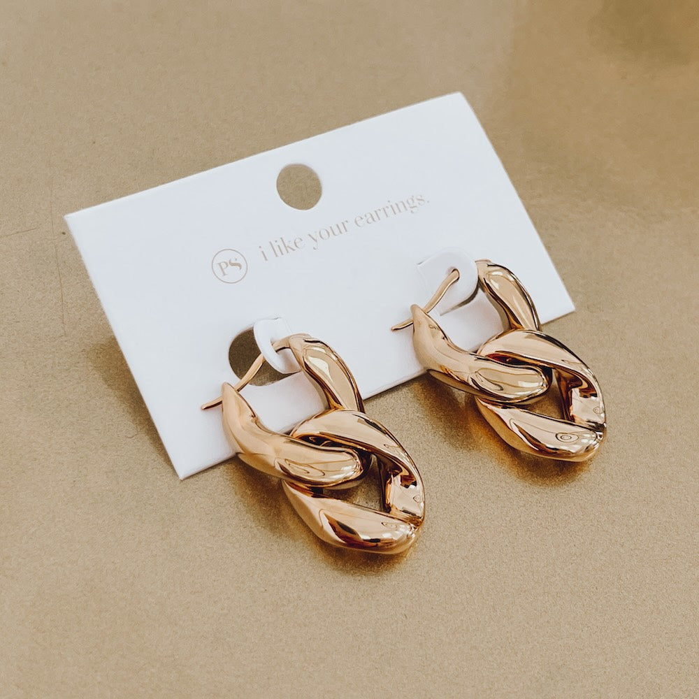 Urban Edge Gold Chain Link Earrings - WATERPROOF from Pretty Simple