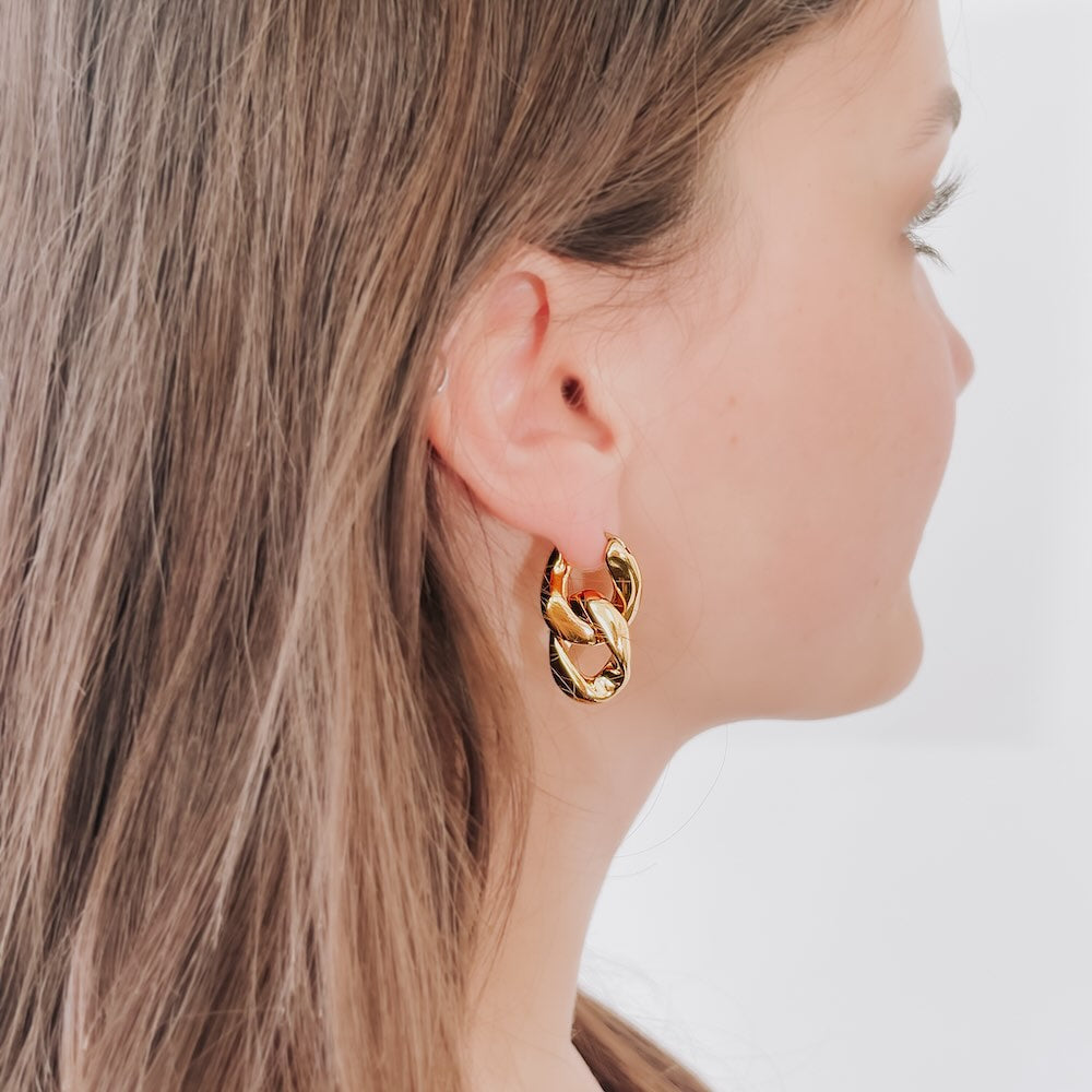 Urban Edge Gold Chain Link Earrings - WATERPROOF from Pretty Simple