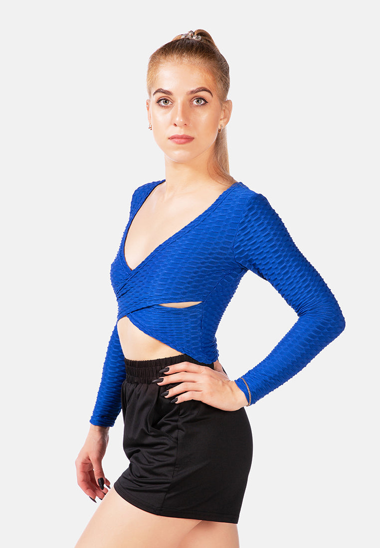 V-Neck Wrap Yoga Crop Top from London Rag International