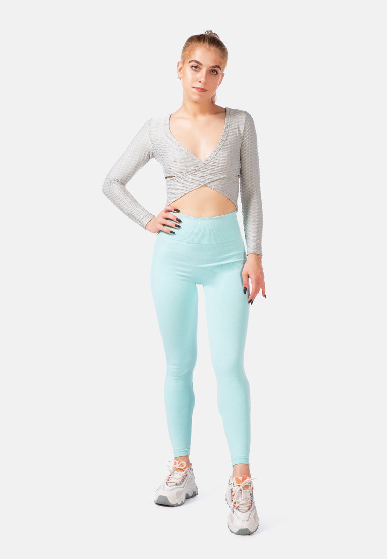 V-Neck Wrap Yoga Crop Top from London Rag International