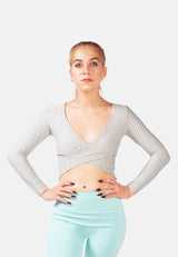 V-Neck Wrap Yoga Crop Top from London Rag International