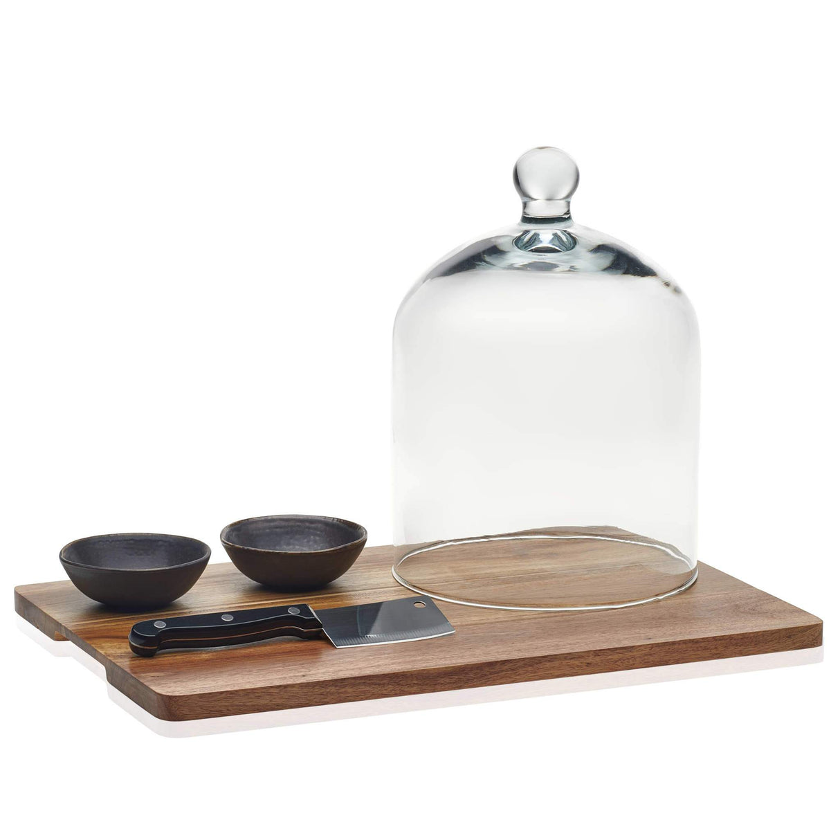 Libbey Acaciawood 4-Piece Cheese Board Serving Set with Glass Dome from Libbey