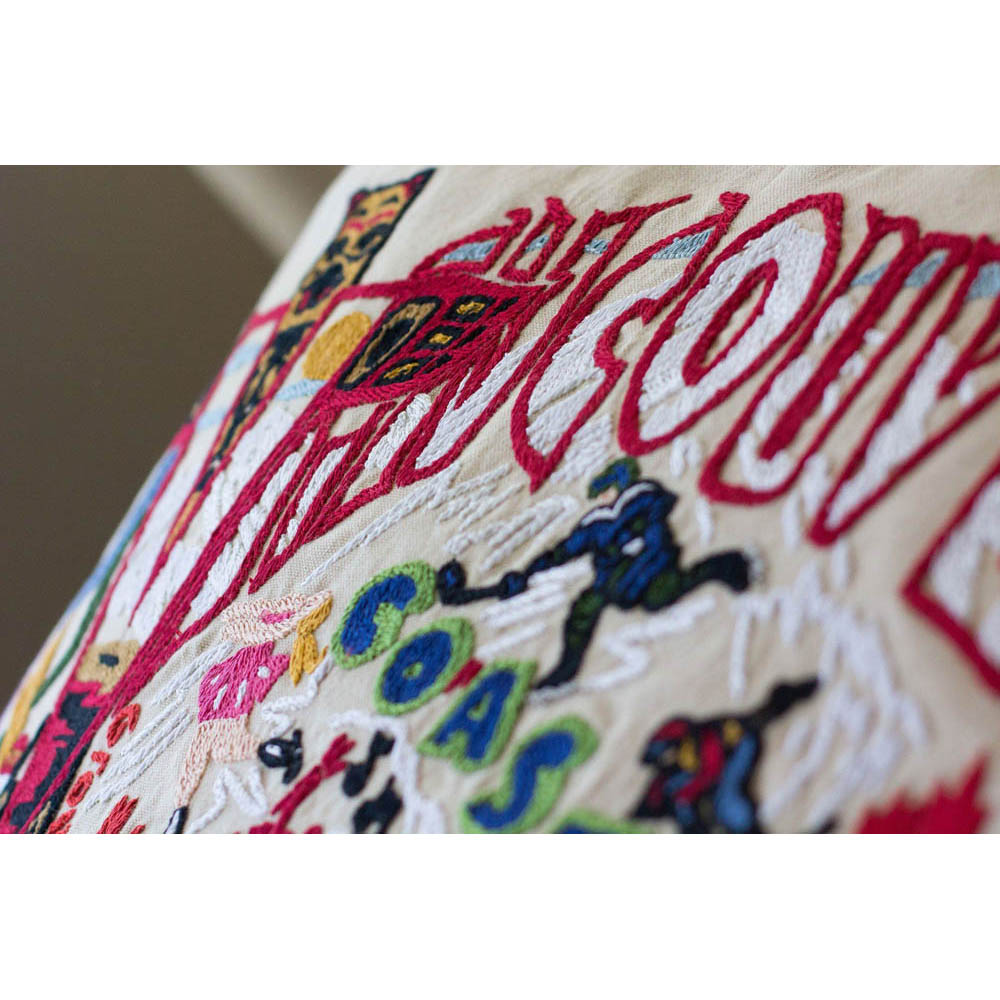 Vancouver Hand-Embroidered Pillow by CatStudio from Quirks!