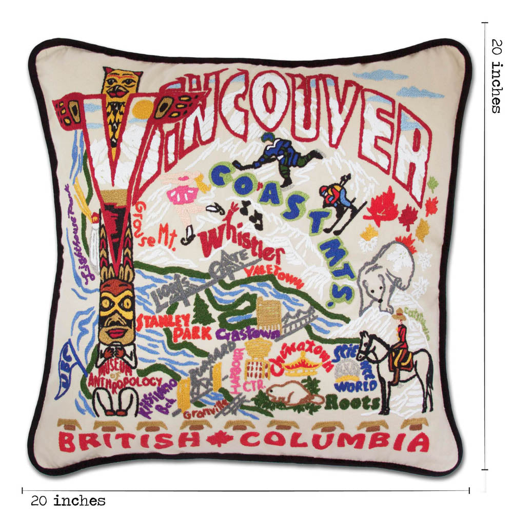 Vancouver Hand-Embroidered Pillow by CatStudio from Quirks!