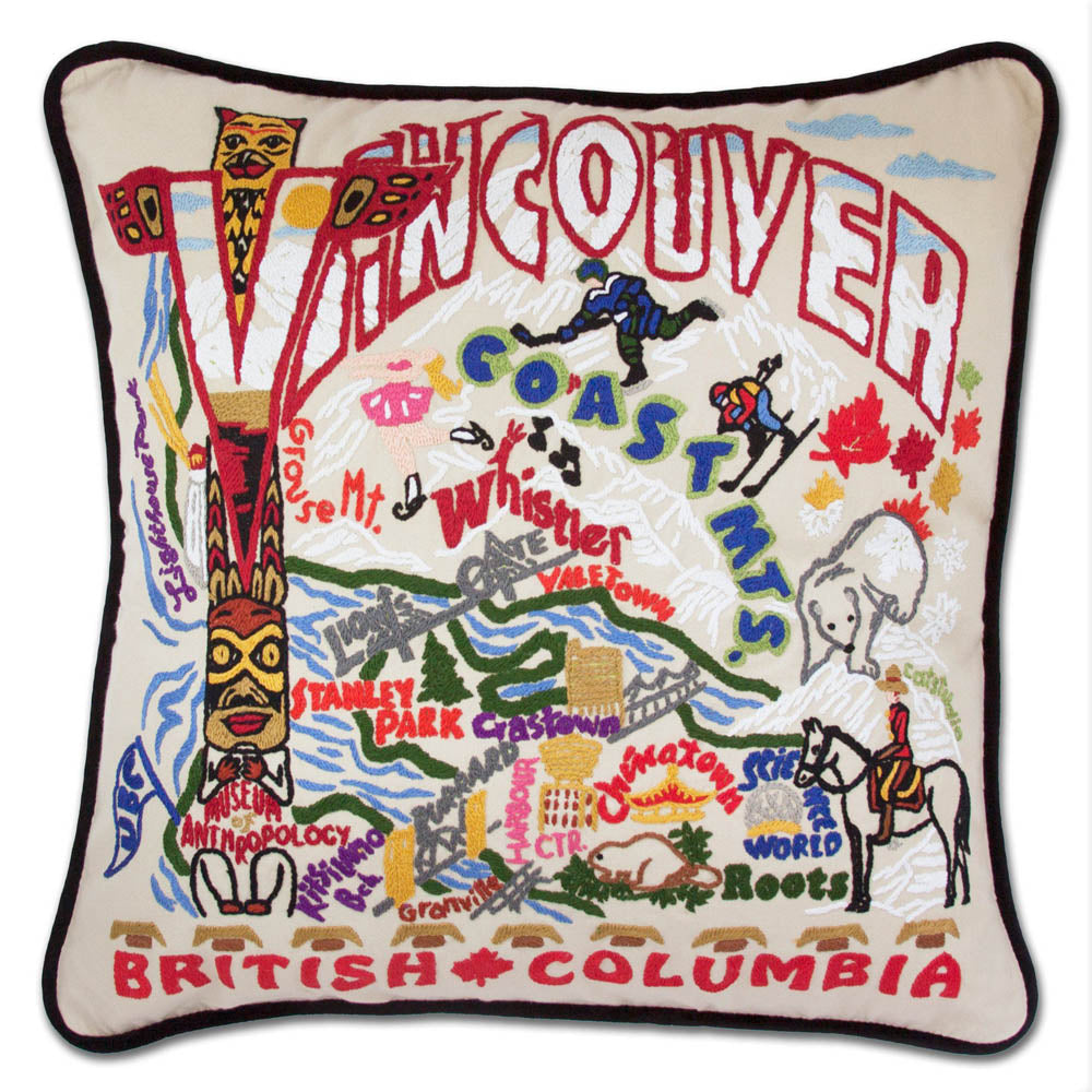 Vancouver Hand-Embroidered Pillow by CatStudio from Quirks!