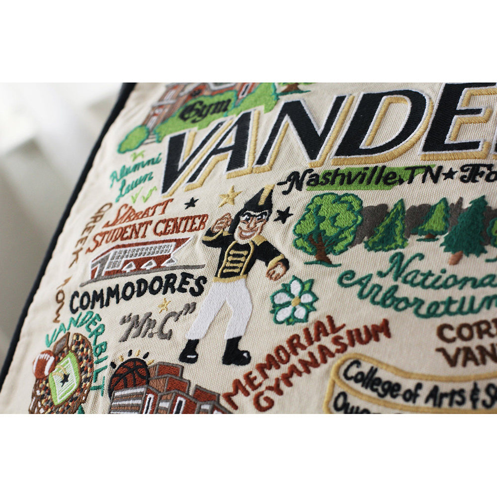 Vanderbilt University Collegiate Hand-Embroidered Pillow from Quirks!