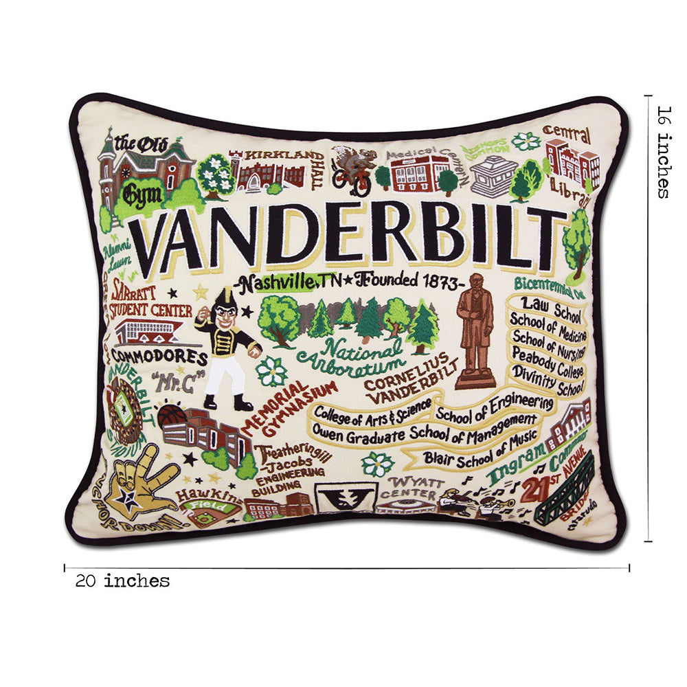 Vanderbilt University Collegiate Hand-Embroidered Pillow from Quirks!
