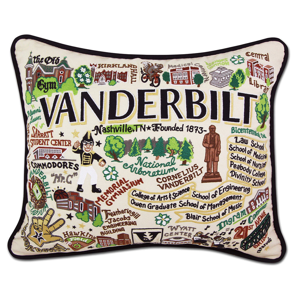 Vanderbilt University Collegiate Hand-Embroidered Pillow from Quirks!