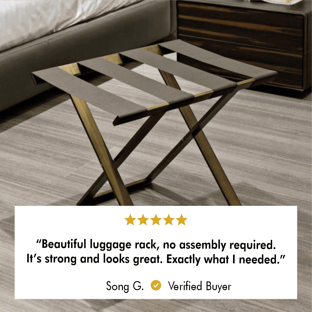 Arapaho-Foldable Metal Luggage Rack with Genuie Leather from VITAHOME DESIGN LLC