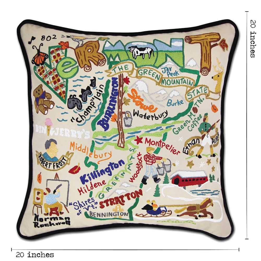 Vermont Hand-Embroidered Pillow from Quirks!