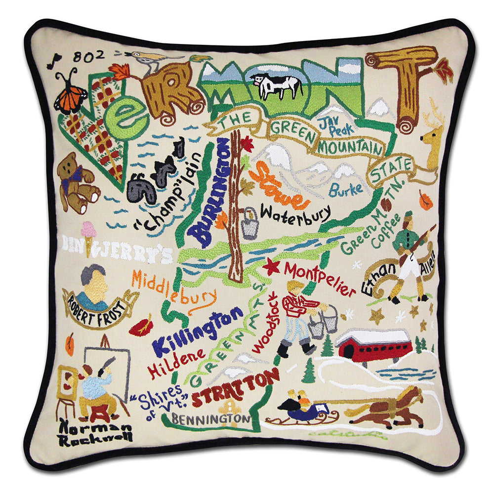 Vermont Hand-Embroidered Pillow from Quirks!