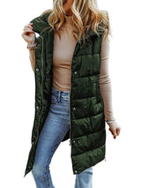 Black Long Hooded Puffer Vest - Women's Winter Wear from MsDressly