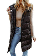 Black Hooded Puffer Vest - Longline from MsDressly