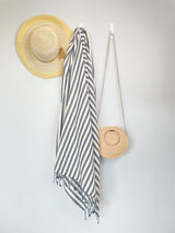 Vertical Stripe Turkish Bath Towel – Full-Size, Handwoven with Tassels – Modern Design, Thick & Absorbent for Bath, Beach, or Throw Blanket from The Bali Market