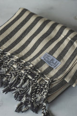 Vertical Stripe Turkish Bath Towel – Full-Size, Handwoven with Tassels – Modern Design, Thick & Absorbent for Bath, Beach, or Throw Blanket from The Bali Market