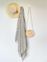 Vertical Stripe Turkish Bath Towel – Full-Size, Handwoven with Tassels – Modern Design, Thick & Absorbent for Bath, Beach, or Throw Blanket from The Bali Market