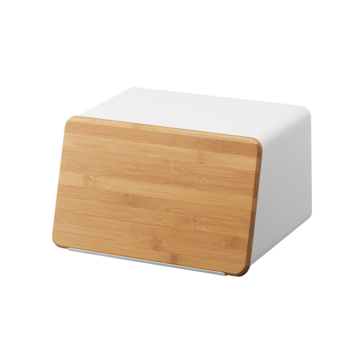 Bread Box with Cutting Board Lid - Steel + Wood from Yamazaki Home